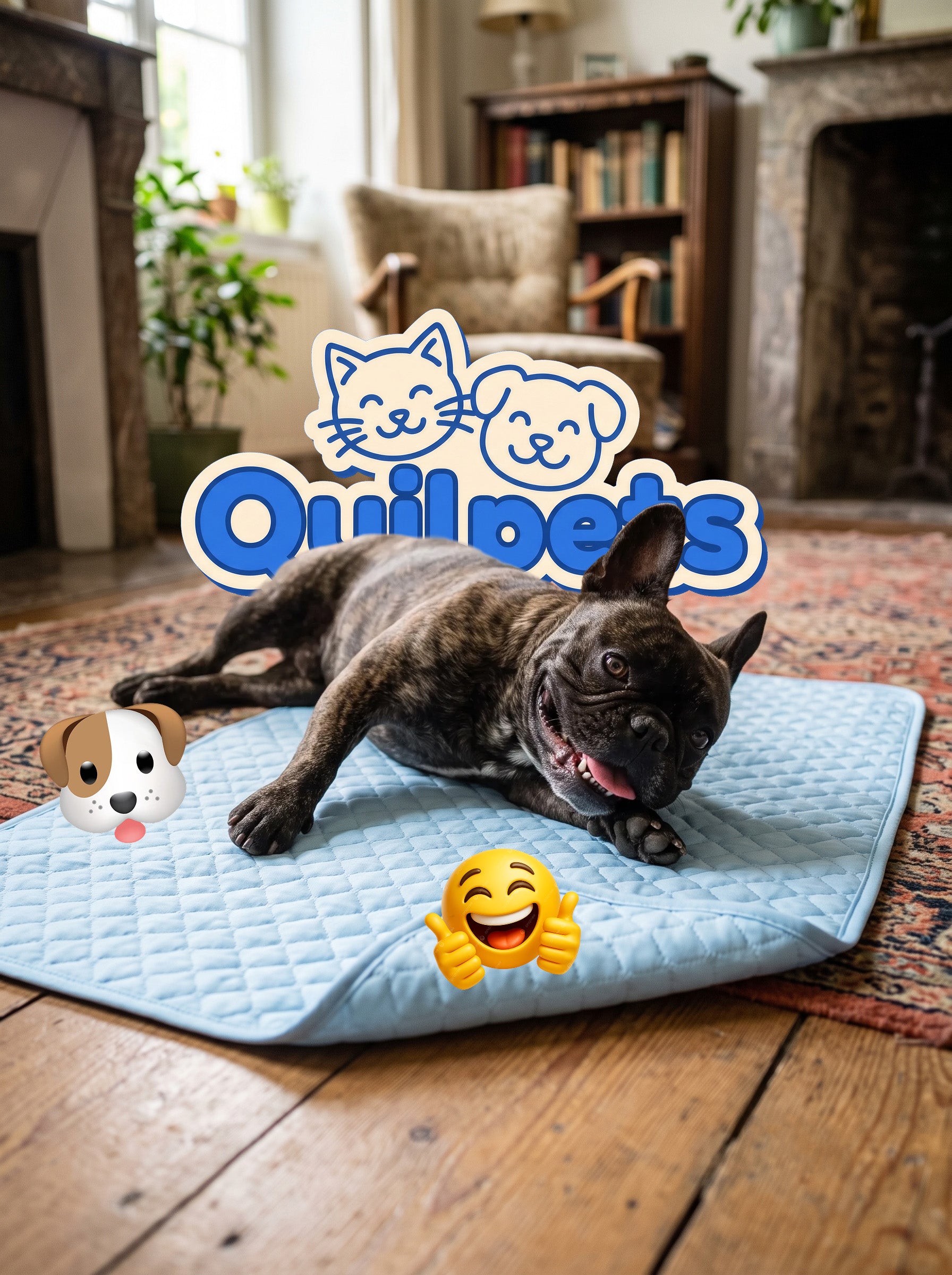 Bulldog resting on Quilpets cooling mat
